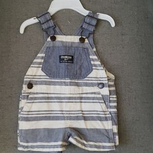 Blue and white osh kosh shorts overalls